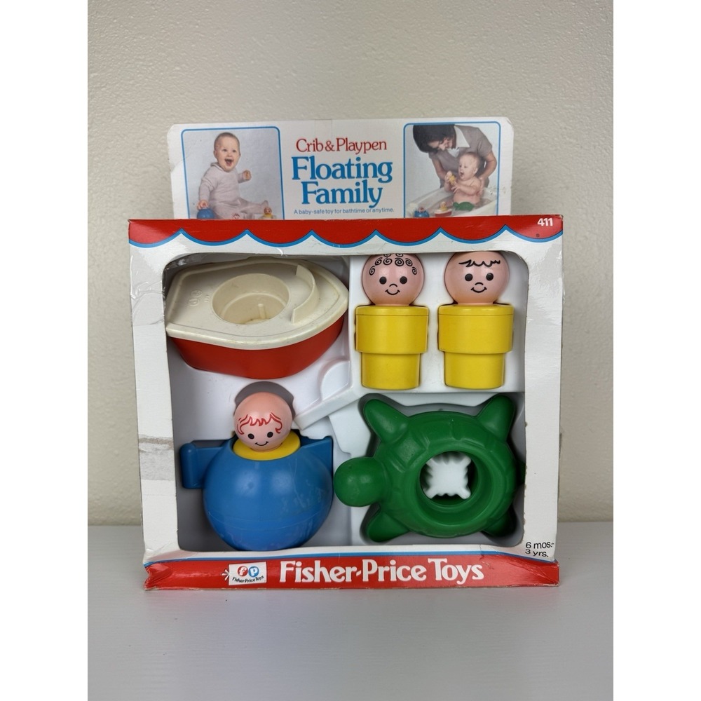 Vintage 1975 Fisher Price Little People Floating Family #411 Toy Complete w/ Box